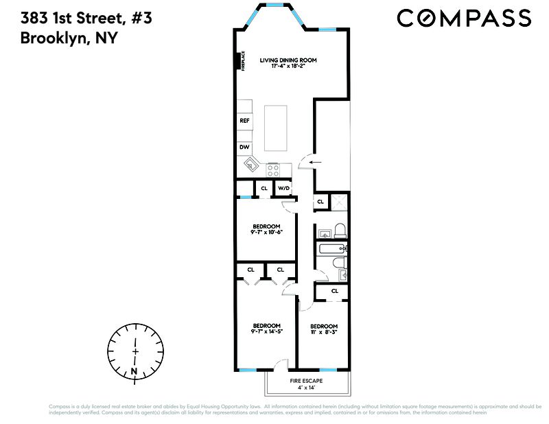 Floor plan showing living room to the front and three bedrooms to the back.