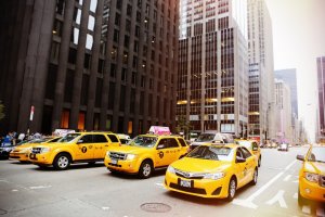 Yellow cabs on the street
